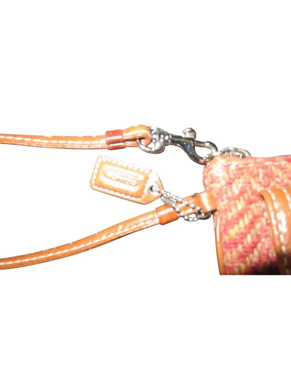 Coach Scaro Hampton Soho Herringbone Camel Leather Rose Tweed Wool Wristlet